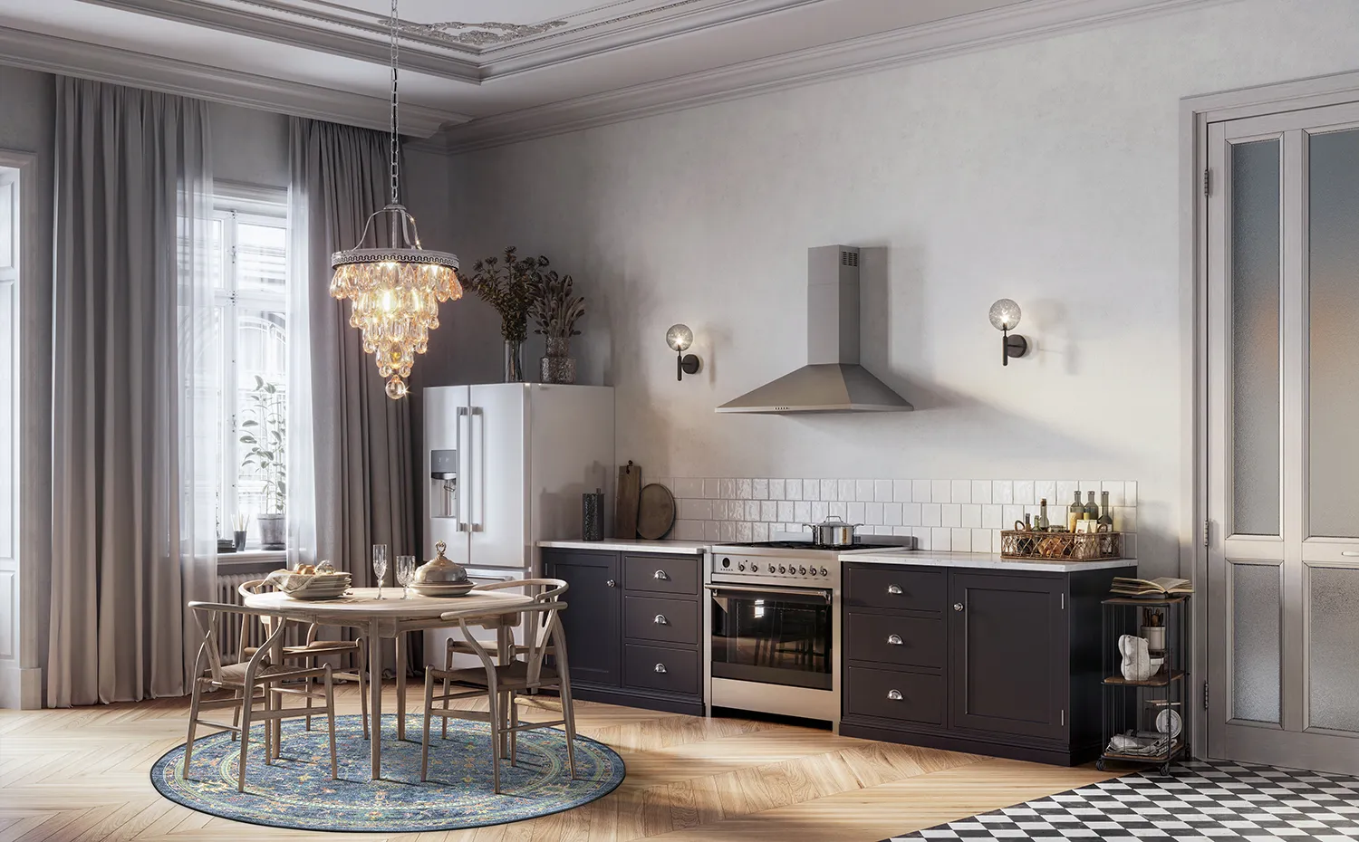 Rond vloerkleed - Livley (donkerblauw)