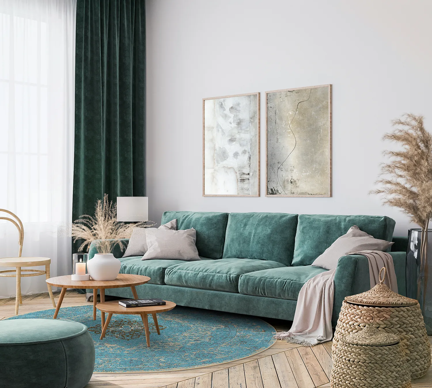 Rond vloerkleed - Lainey (blauw)