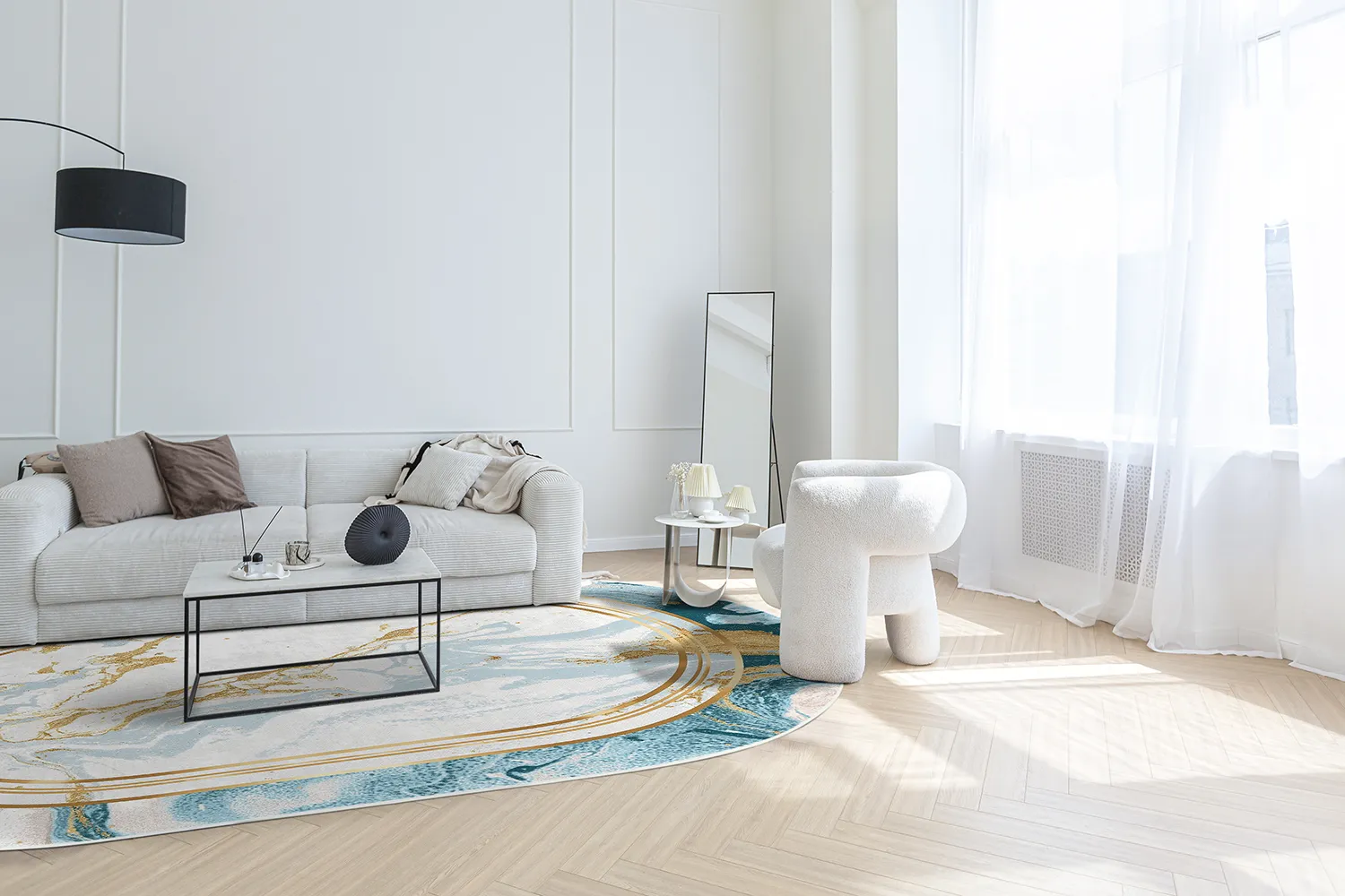 Ovaal tapijt - Emery (blauw)