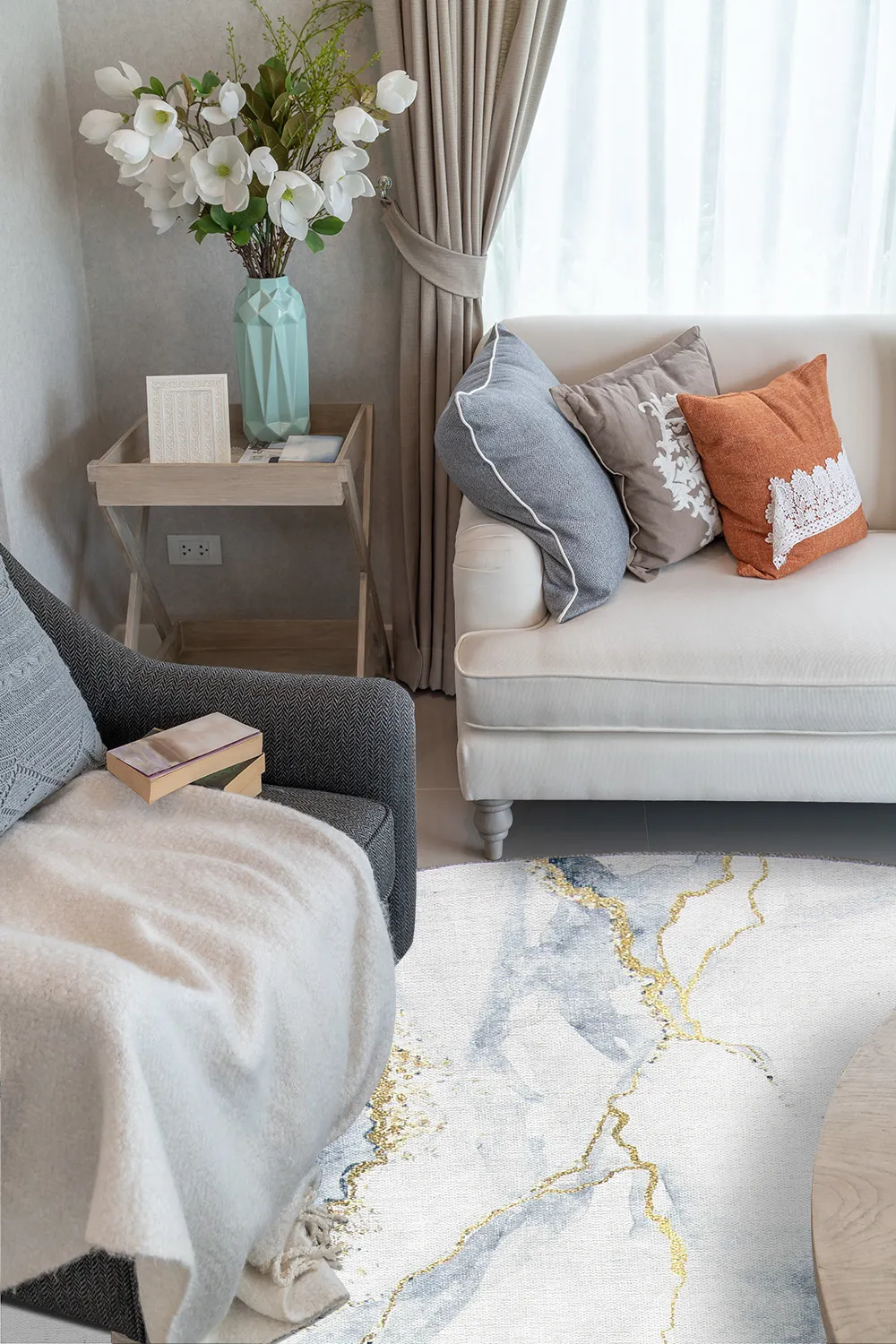 Rond vloerkleed - Genova (wit)