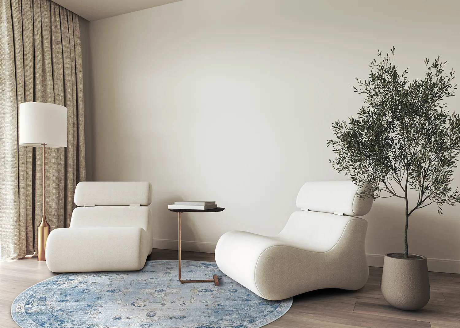 Ronde vloerkleden - Gombalia (lichtblauw)