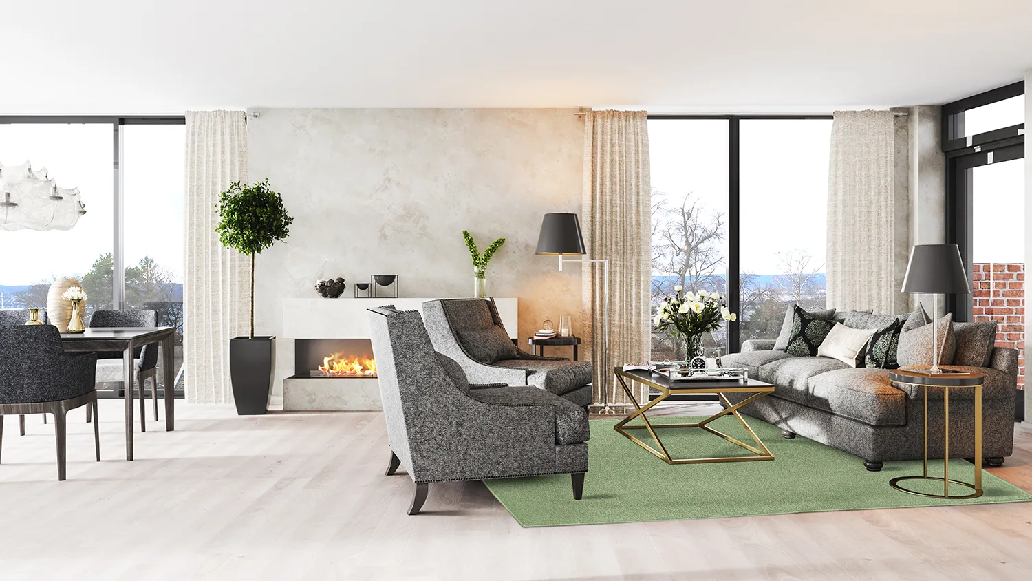 Wollen-vloerkleed - Hamilton (Chive)