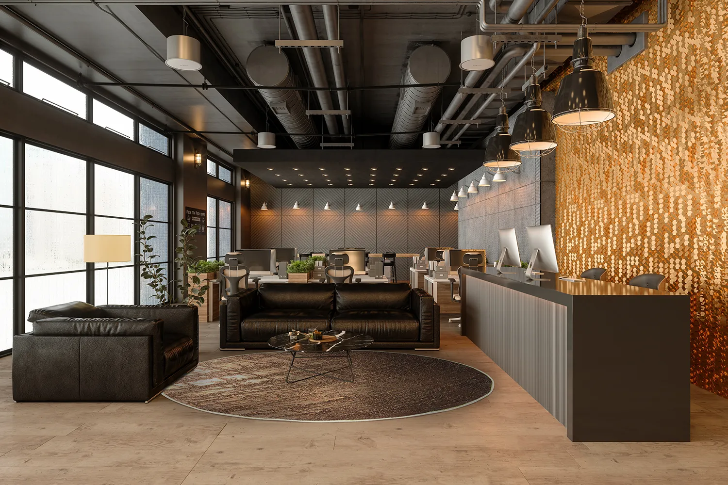 Rond vloerkleed - Junes (goud)