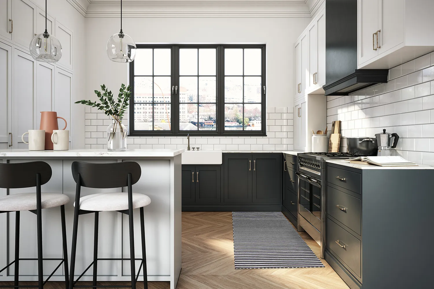 Plastic-kleden - Kensington (zwart/wit)