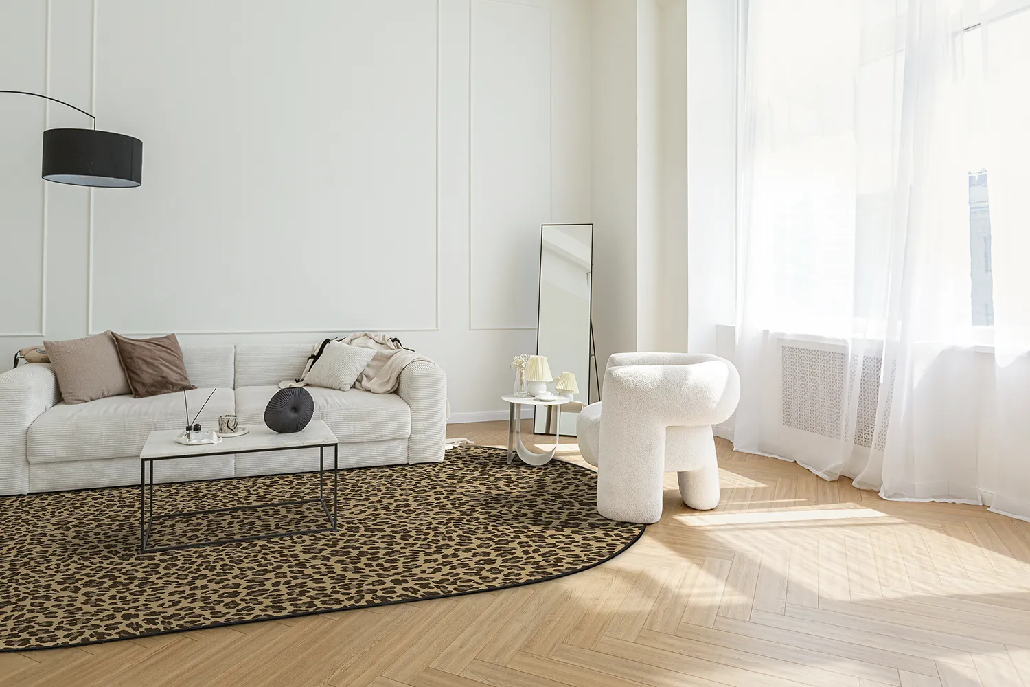 Ovaal tapijt - Leopard (bruin)