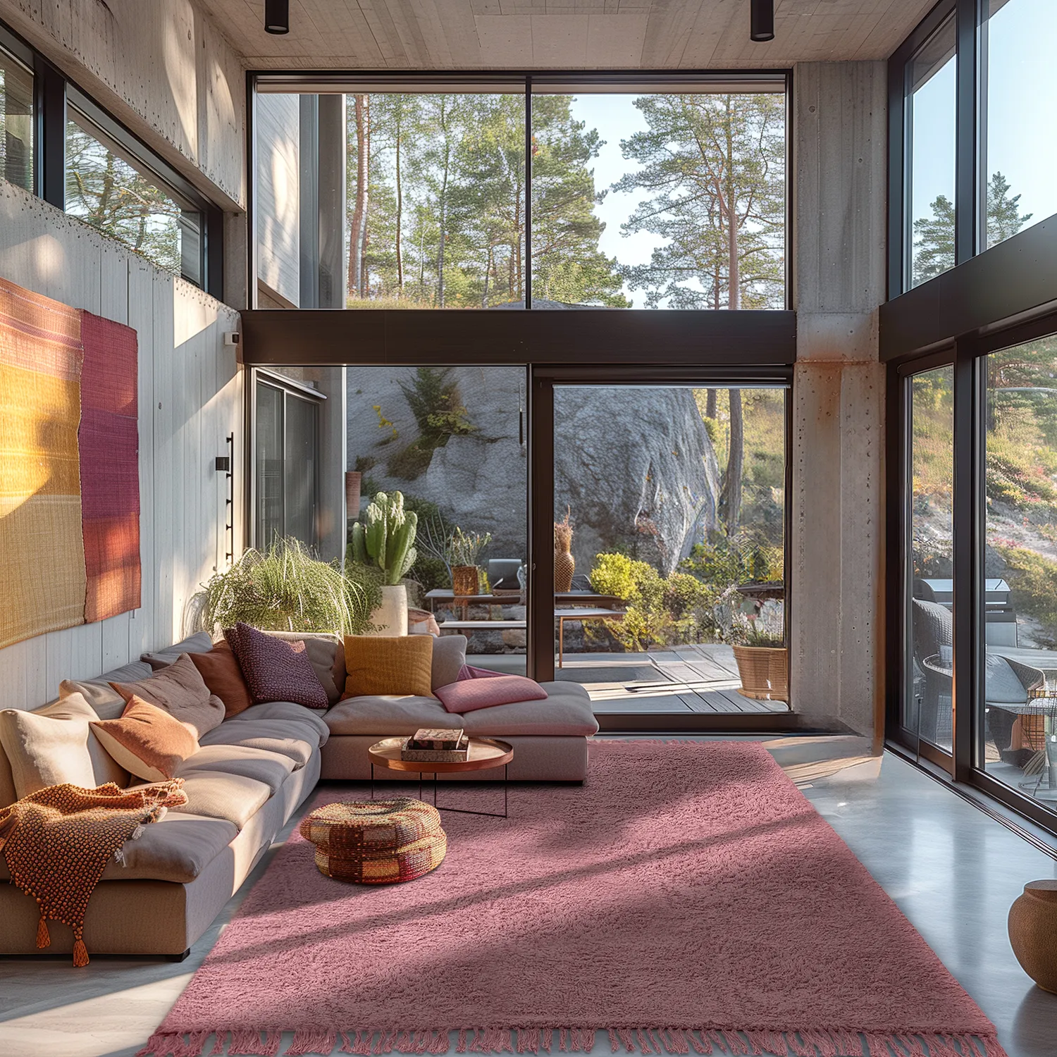 Hoogpolig vloerkleed - Alba Natural Cotton Shaggy (roze)