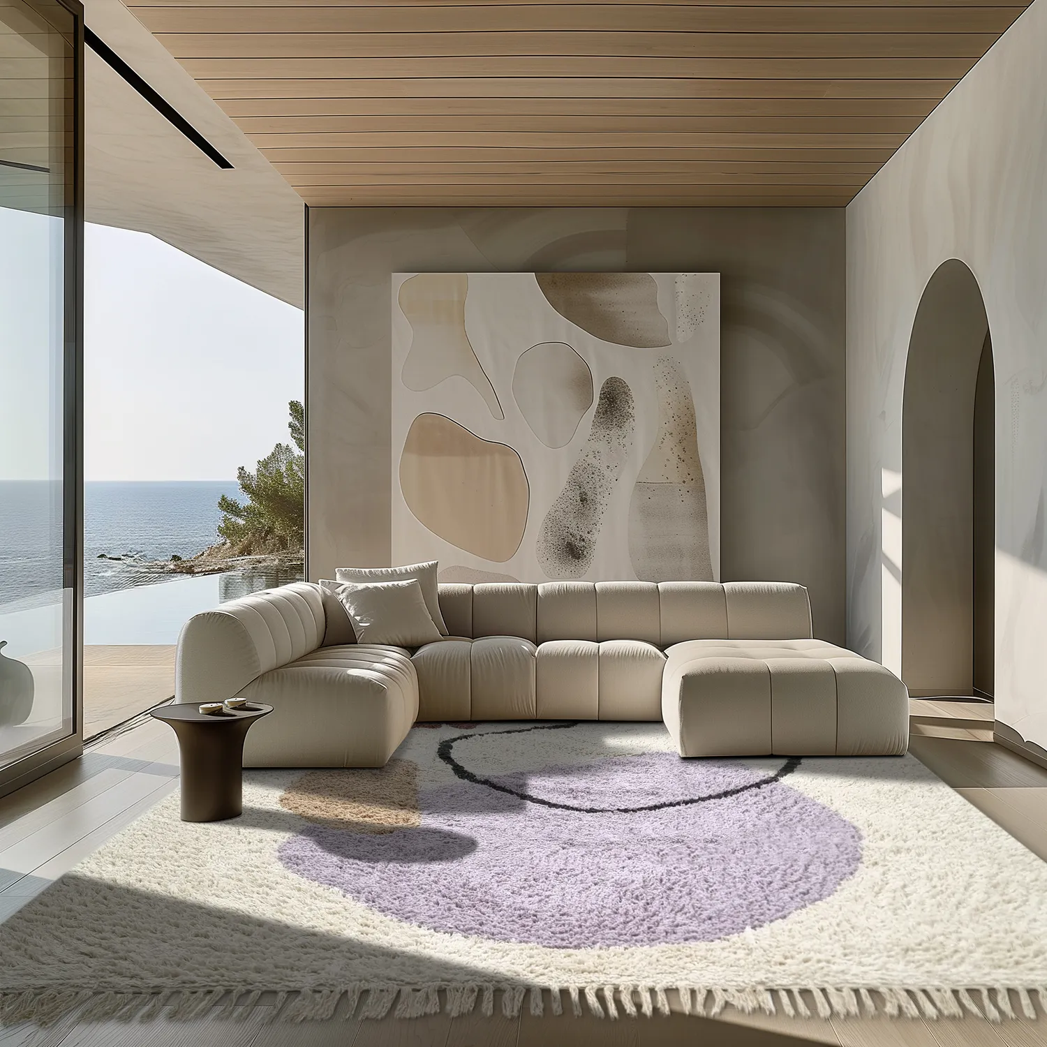 Hoogpolig vloerkleed - Londa Natural Cotton Shaggy (multi)