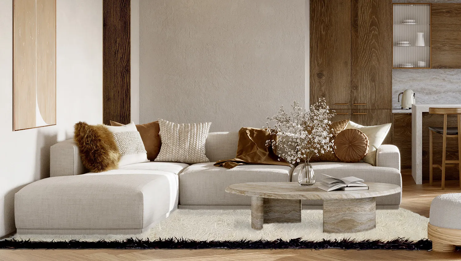 Wollen-vloerkleed - Nova (wit/zwart)