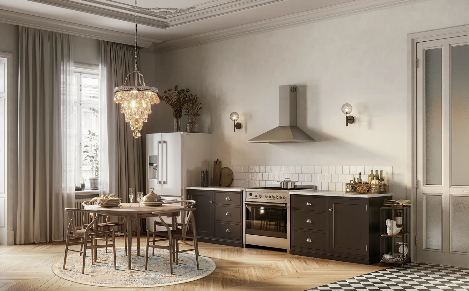 Ronde vloerkleden - Oakley (beige/blauw)