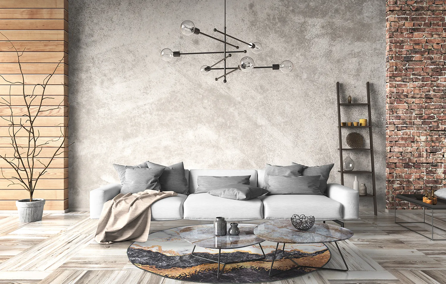 Rond vloerkleed - Padova (antraciet/oranje)