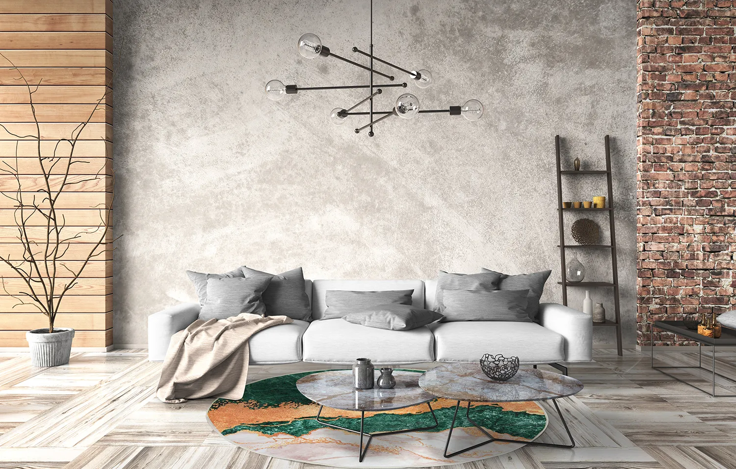 Rond vloerkleed - Padova (groen/oranje)