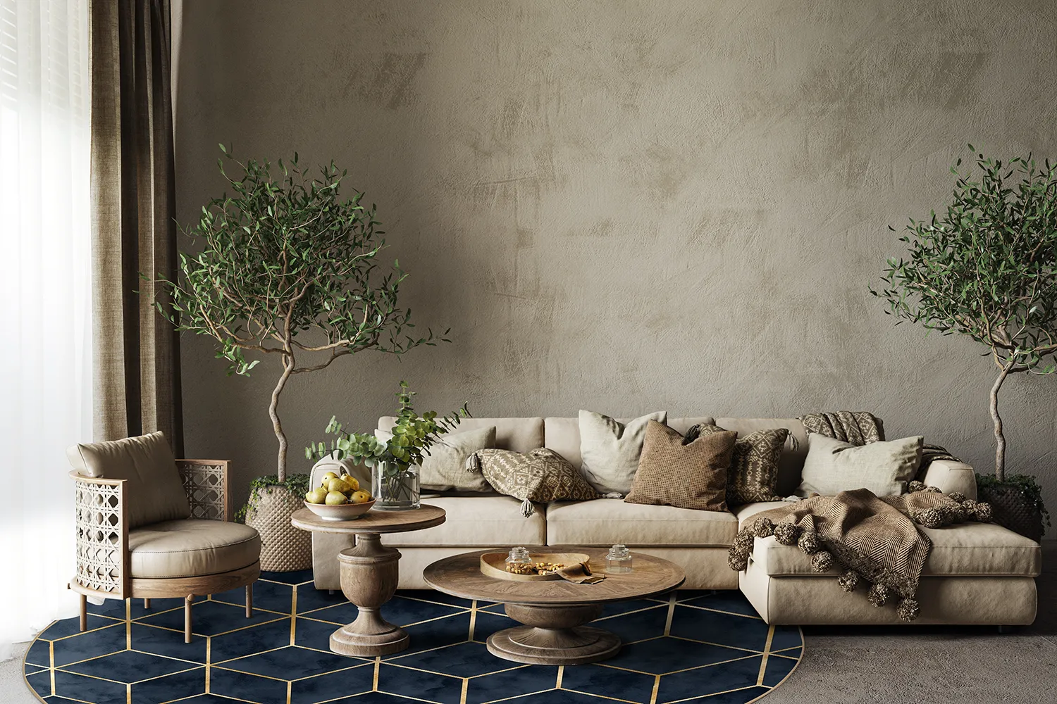 Rond vloerkleed - Remy (donkerblauw)