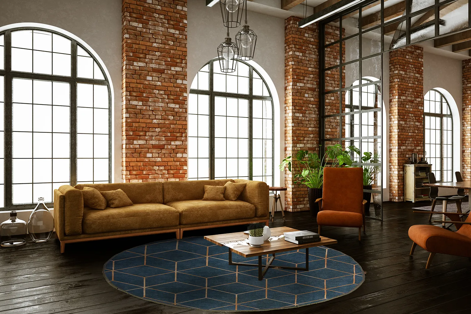 Rond vloerkleed - Remy (blauw)