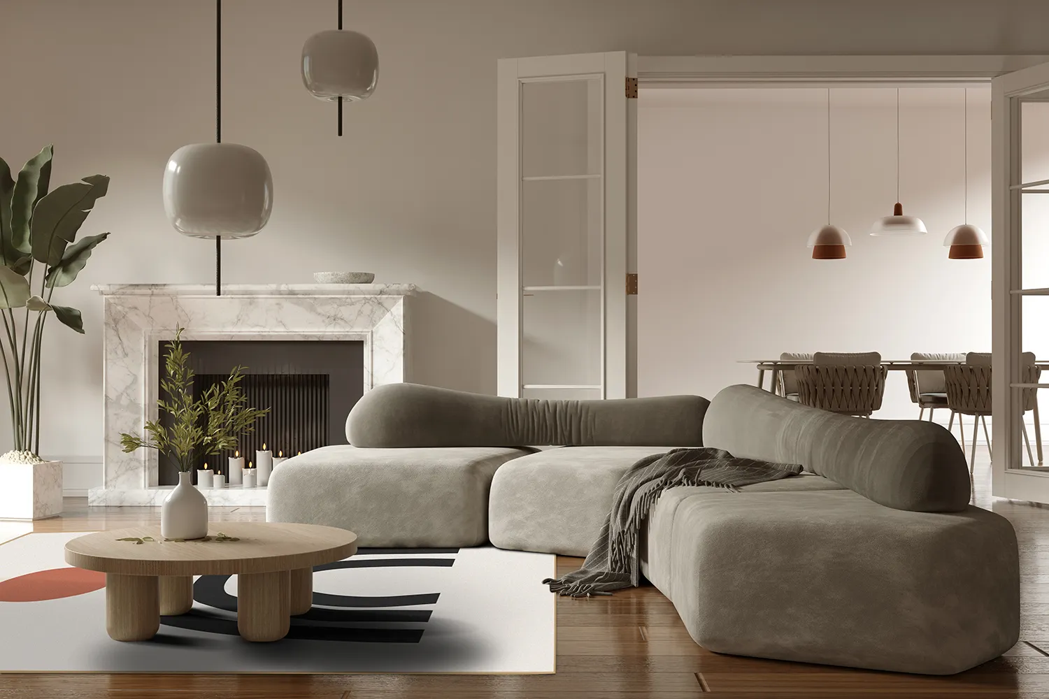 Wilton - Rochelle (beige/zwart/oranje)