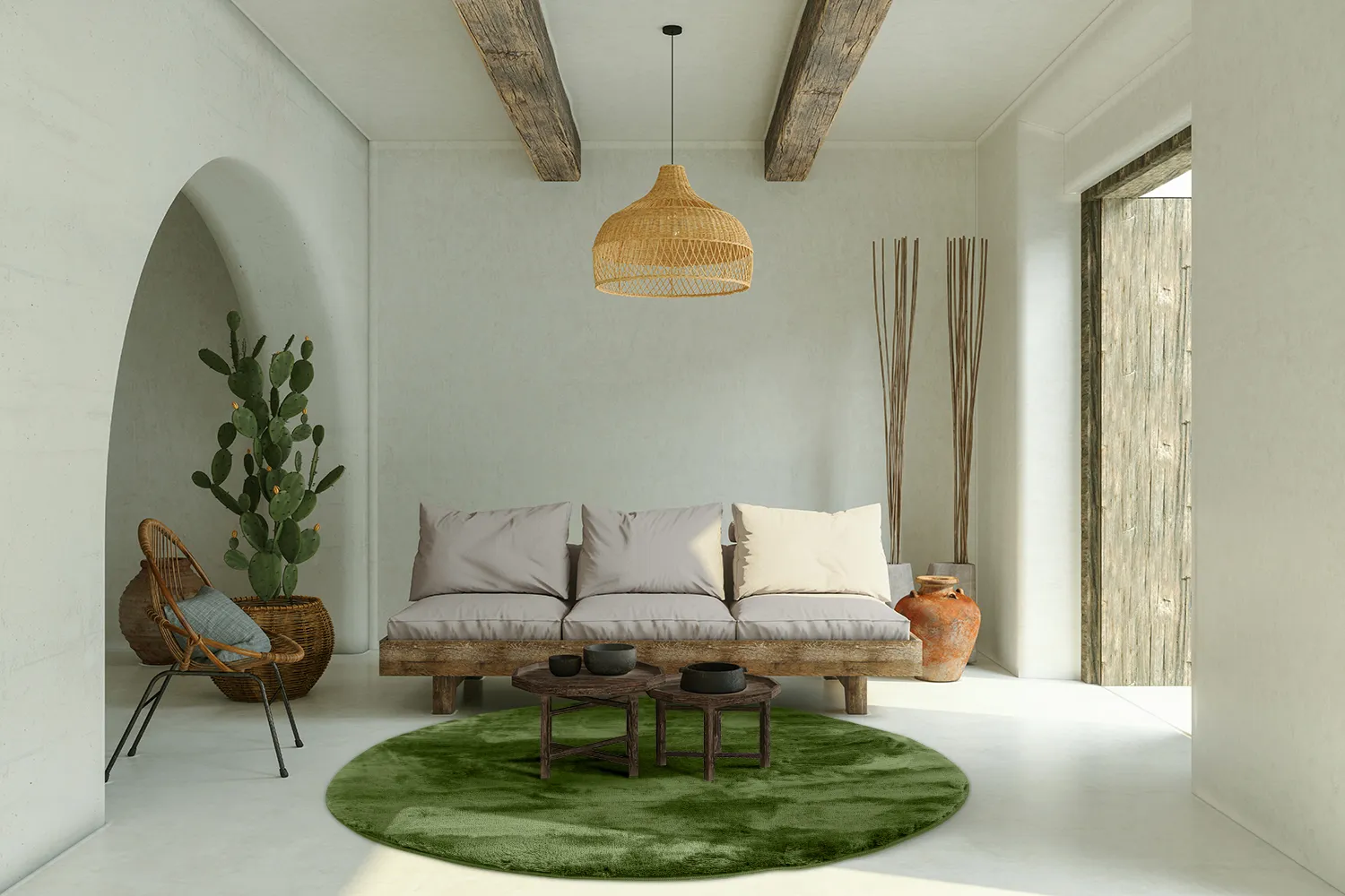 Ronde vloerkleden - Aranga Super Soft Fur (olijfgroen)