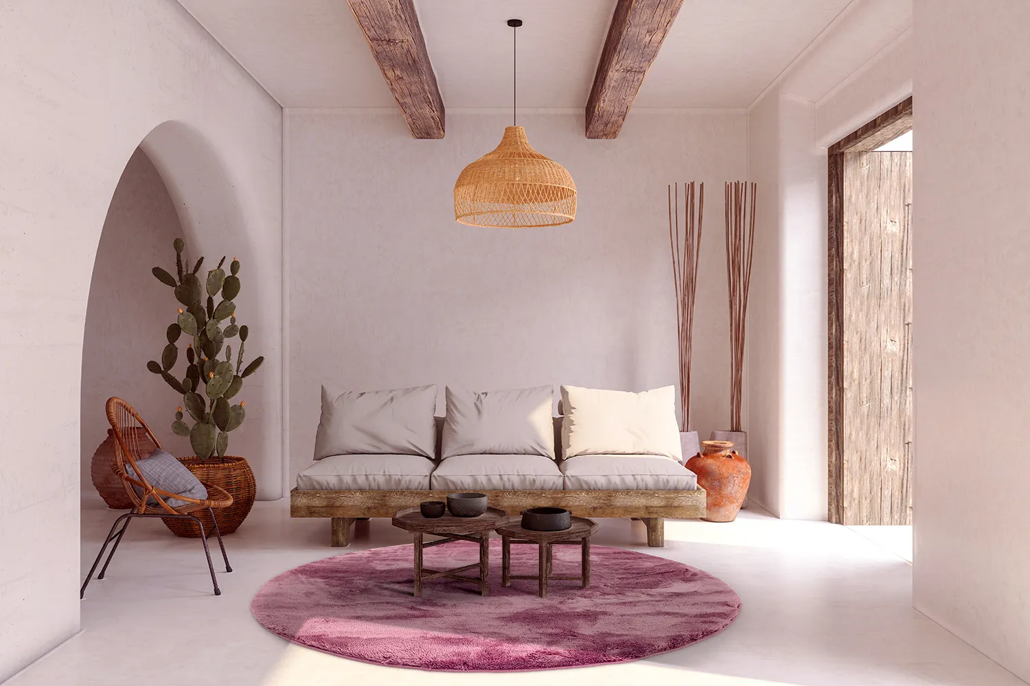 Ronde vloerkleden - Aranga Super Soft Fur (rose)