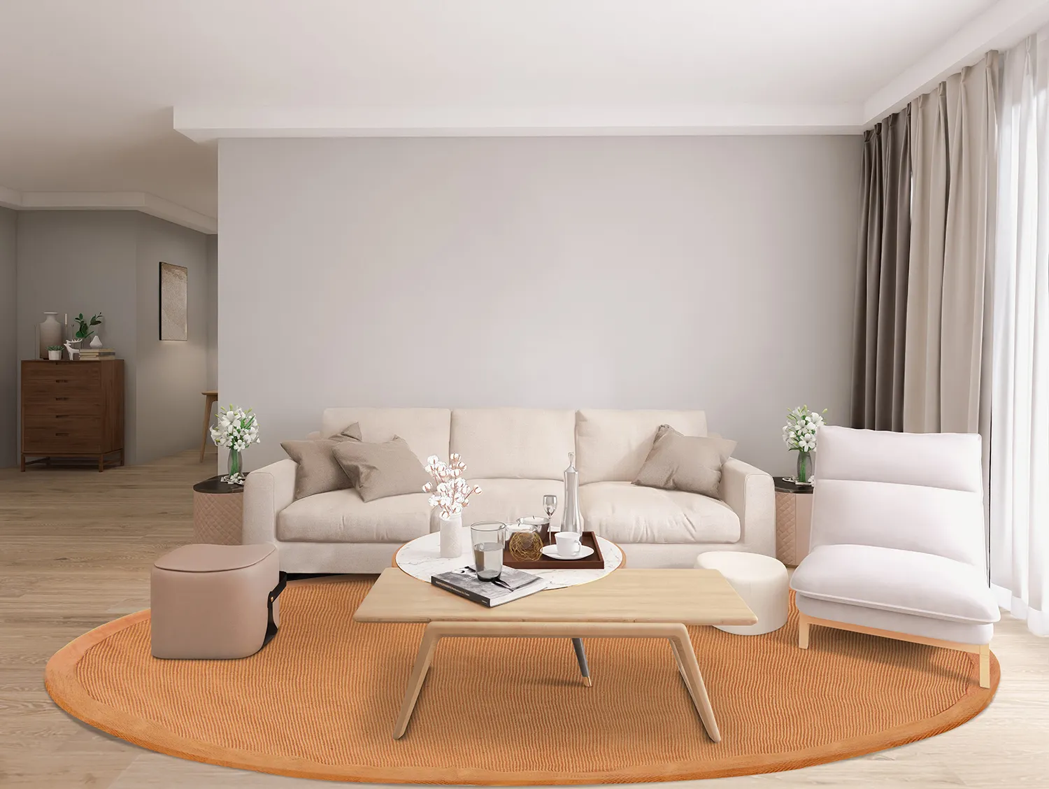 Ronde vloerkleden (sisal) - Agave (oranje)