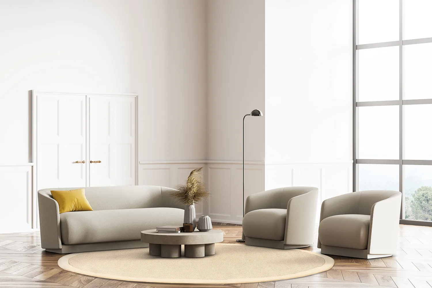 Ronde vloerkleden (sisal) - Agave (beige/beige)