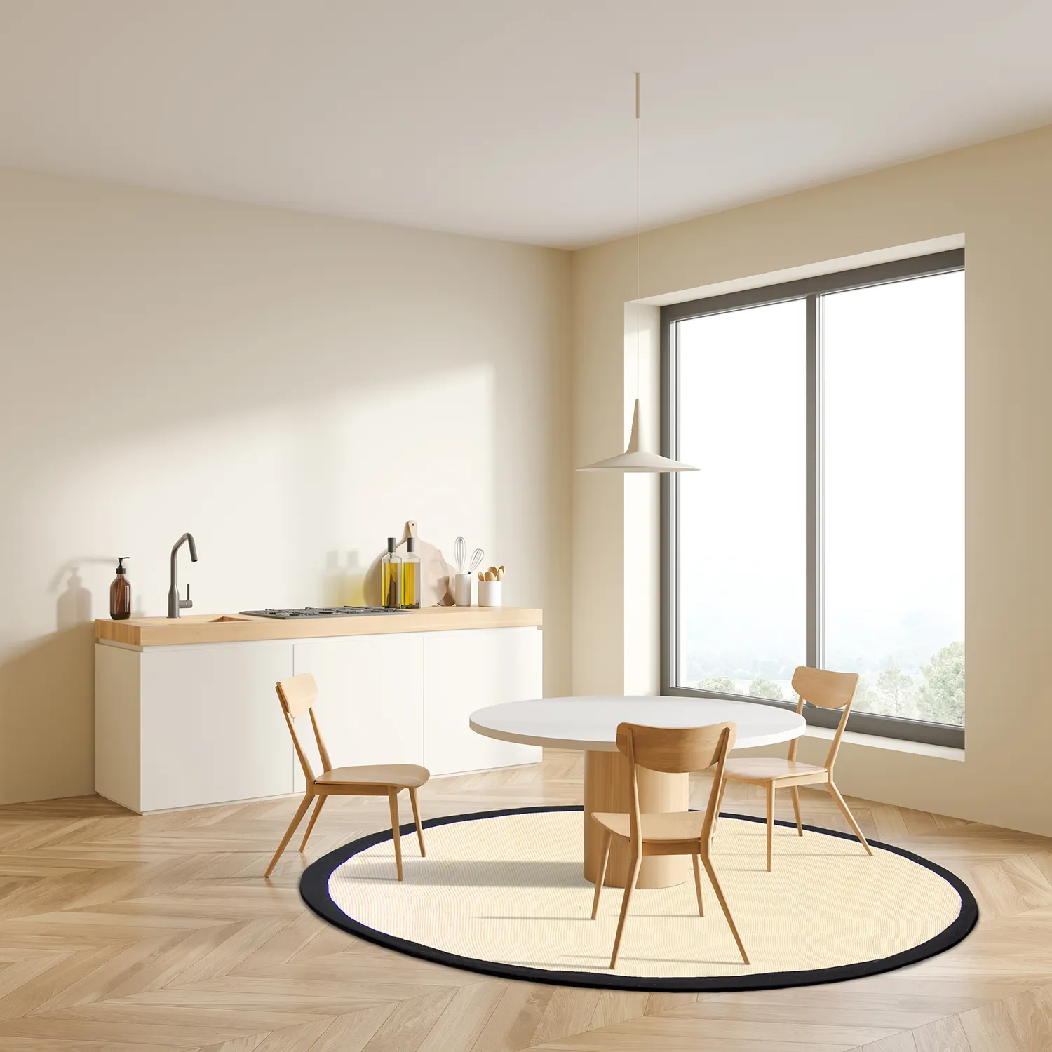 Ronde vloerkleden (sisal) - Agave (zwart/wit)