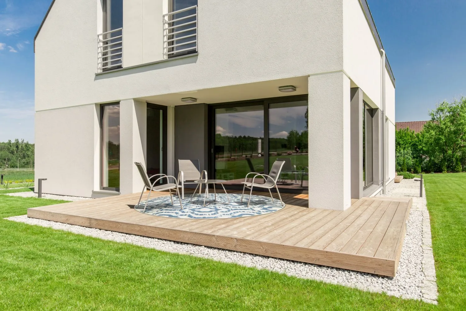 Ronde vloerkleden - Indoor/Outdoor Trenton (wit/blauw)