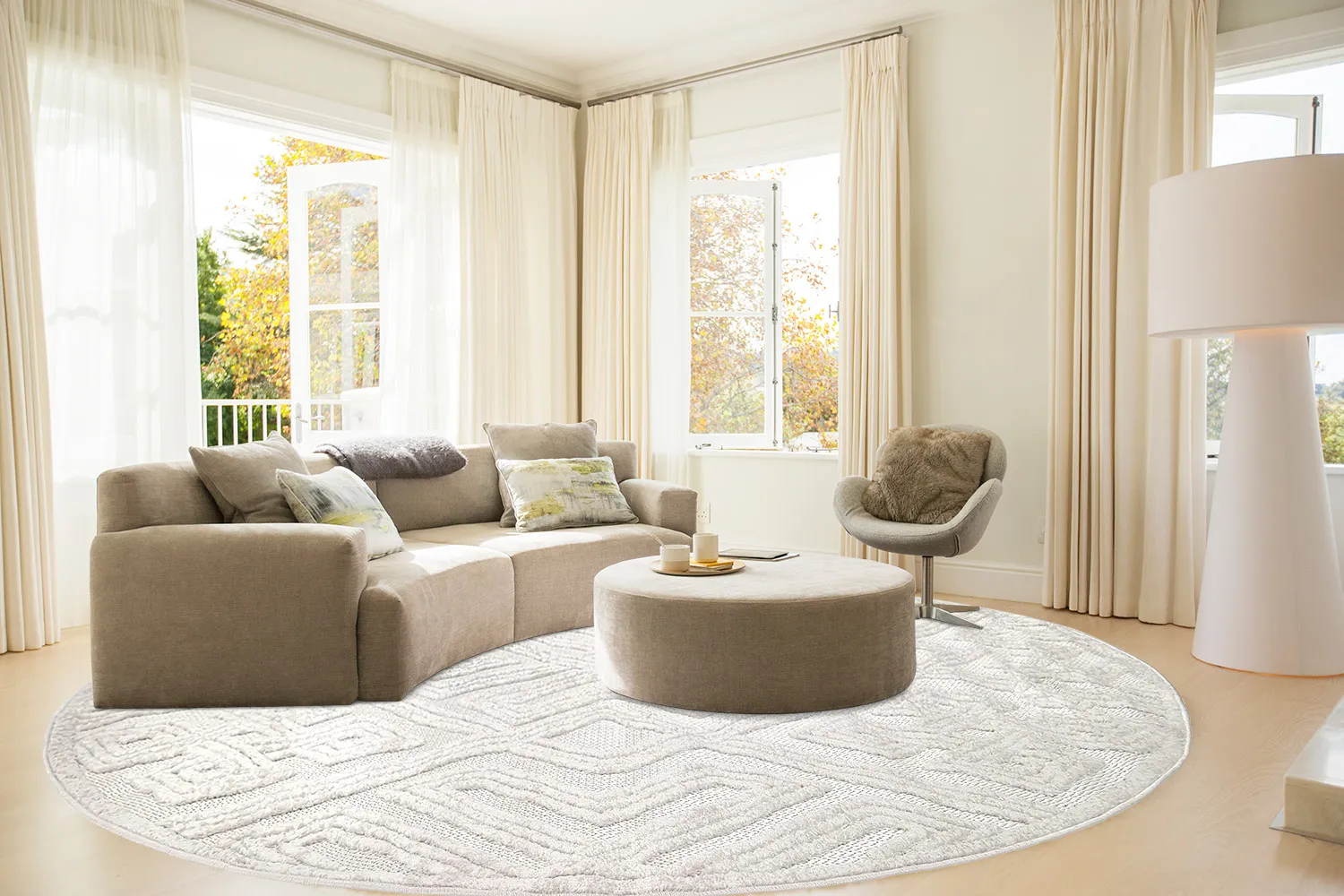 Ronde vloerkleden - Indoor/Outdoor Shirley (cream)