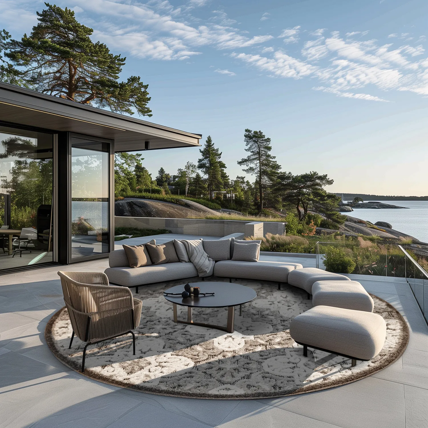 Ronde vloerkleden - Indoor/Outdoor Hampton (grijs)