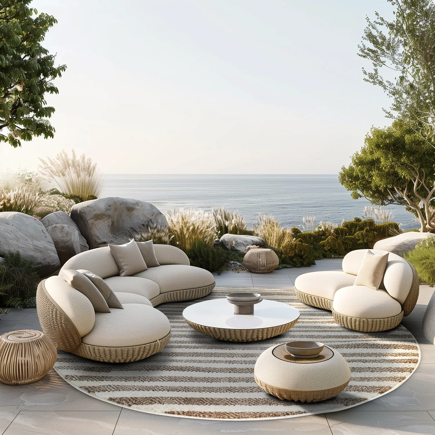 Ronde vloerkleden - Indoor/Outdoor Baldwin (cream/beige)