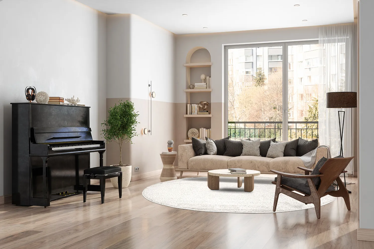 Ronde vloerkleden - Indoor/Outdoor Baldwin (cream)