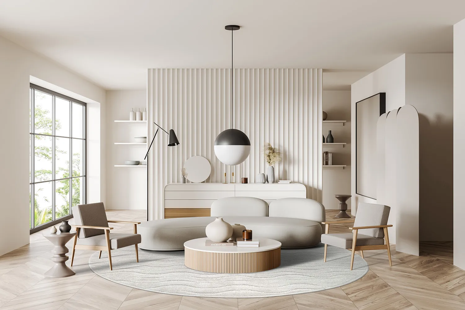 Ronde vloerkleden - Indoor/Outdoor Baltimore (cream)