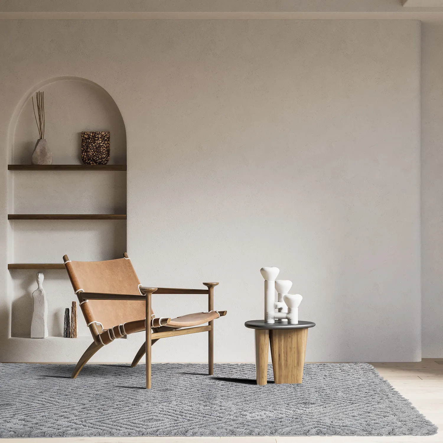 Hoogpolig vloerkleed - Stettin (grijs)