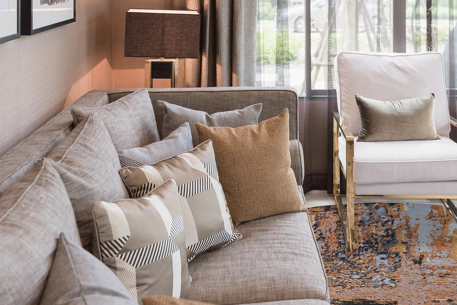 Rond vloerkleed - Tizzano (goud/multi)