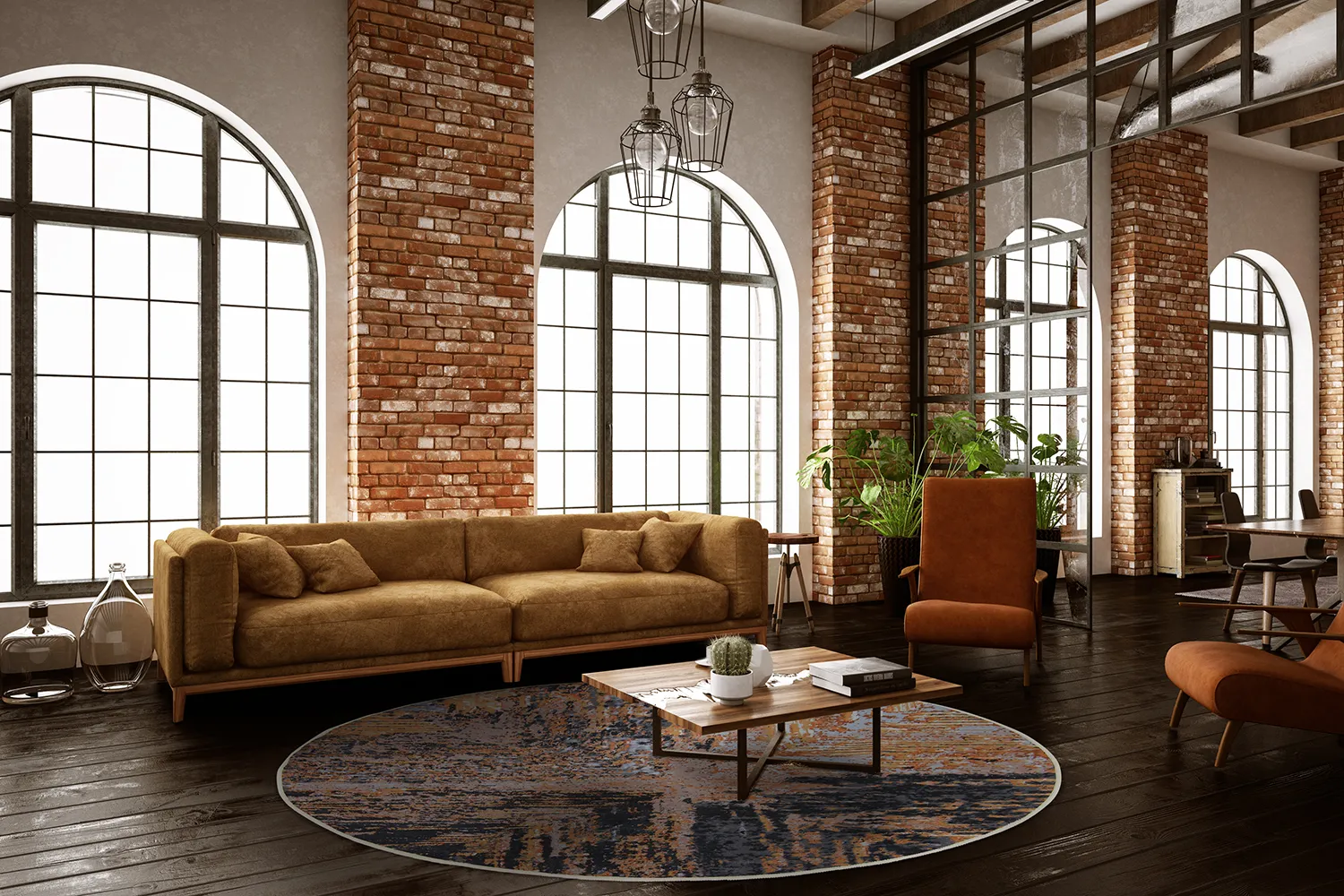 Rond vloerkleed - Tizzano (goud/multi)