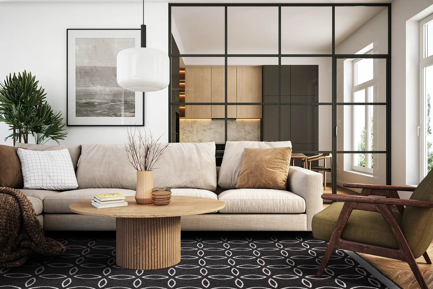 Vloerkleden voor binnen en buiten - Dewey (zwart)