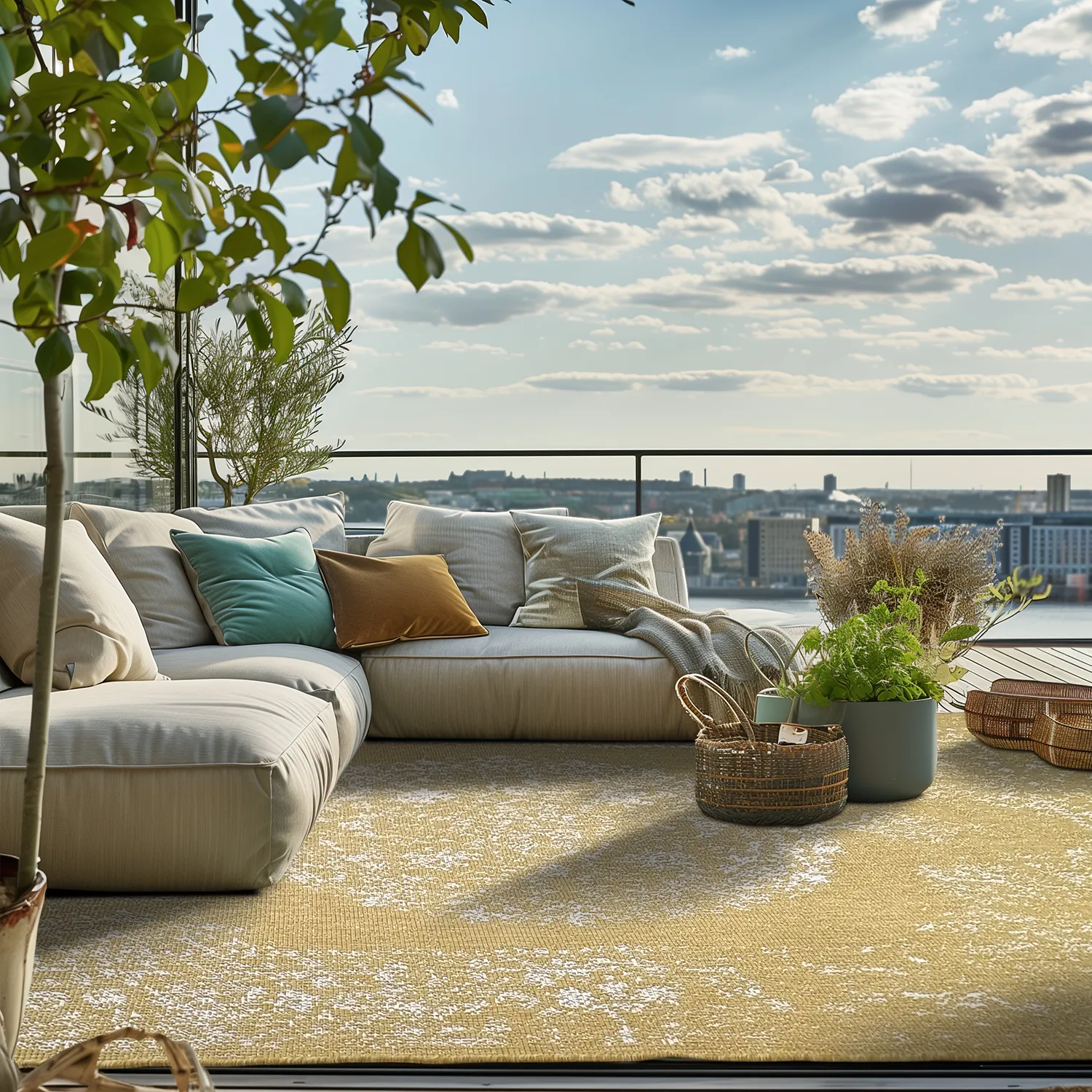 Vloerkleden voor binnen en buiten - Ellstin (geel)