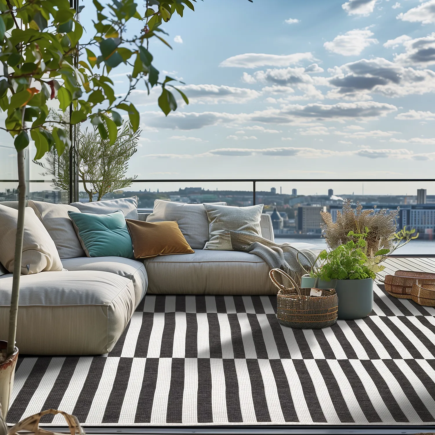 Vloerkleden voor binnen en buiten - Roscoe (zwart)