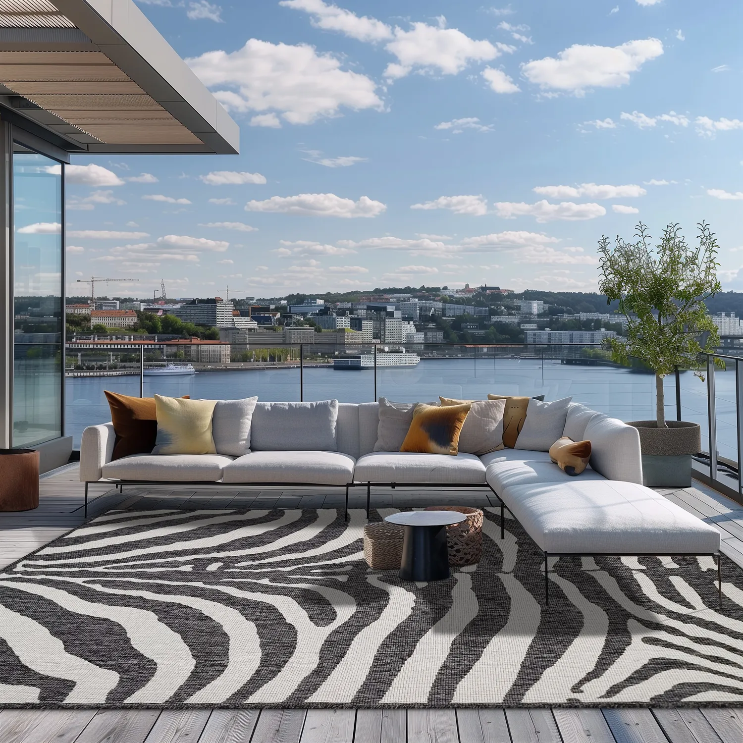 Vloerkleden voor binnen en buiten - Winona (zwart)