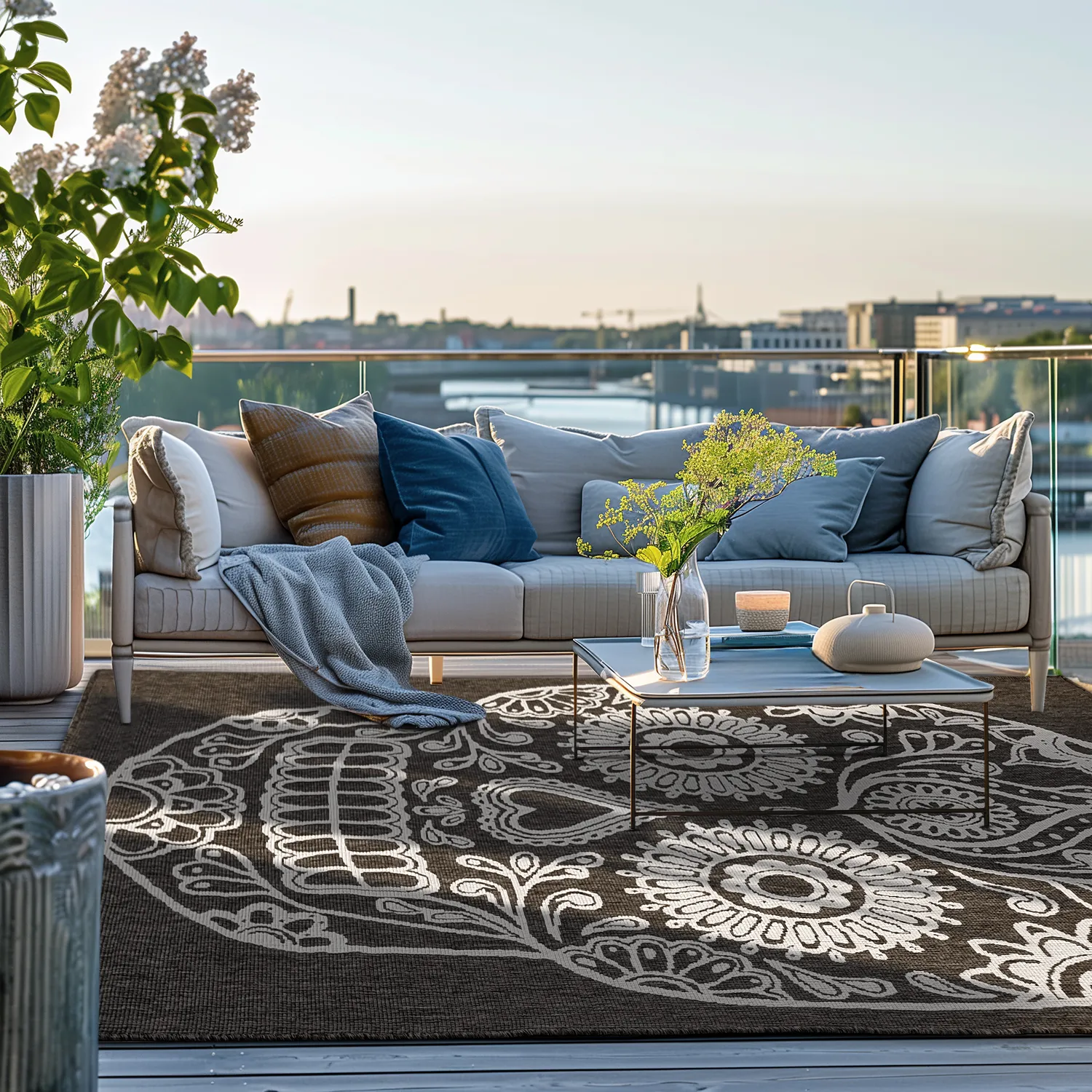 Vloerkleden voor binnen en buiten - Raylan (zwart)