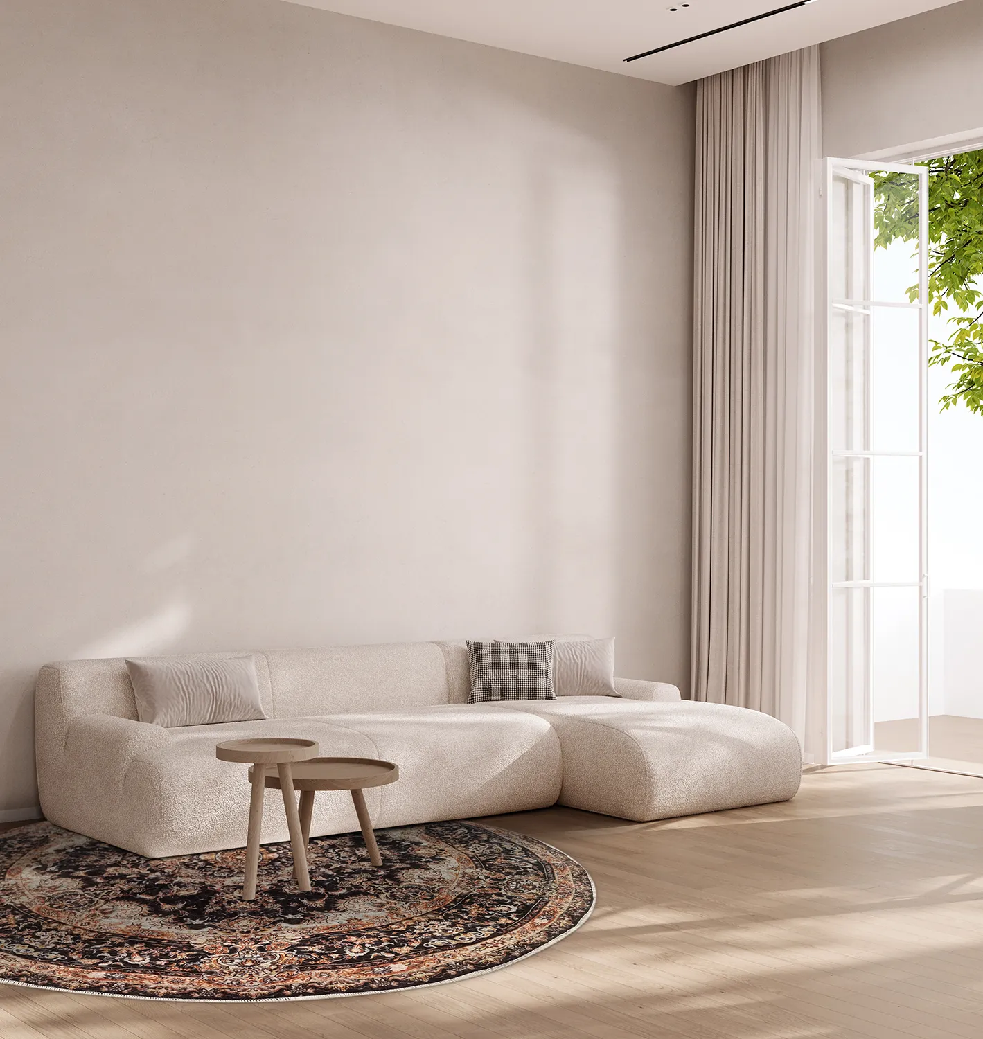 Rond vloerkleed - Vakifli (zwart/multi)