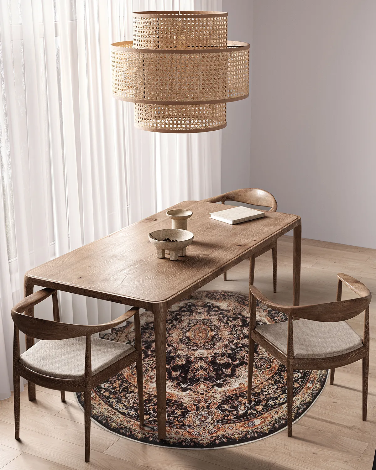 Rond vloerkleed - Vakifli (zwart/multi)