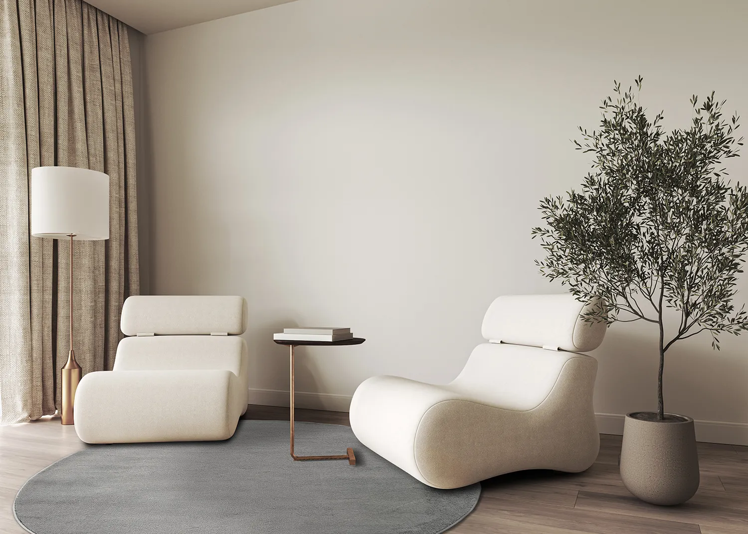 Rond vloerkleed - Vevila (grijs)