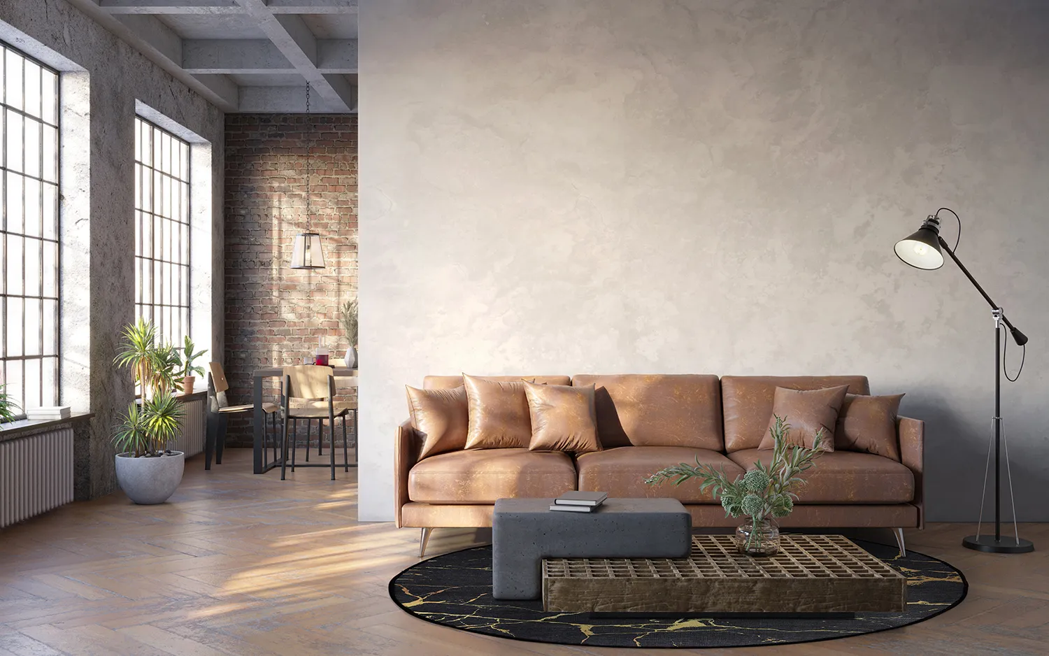 Rond vloerkleed - Vieste (antraciet/goud)