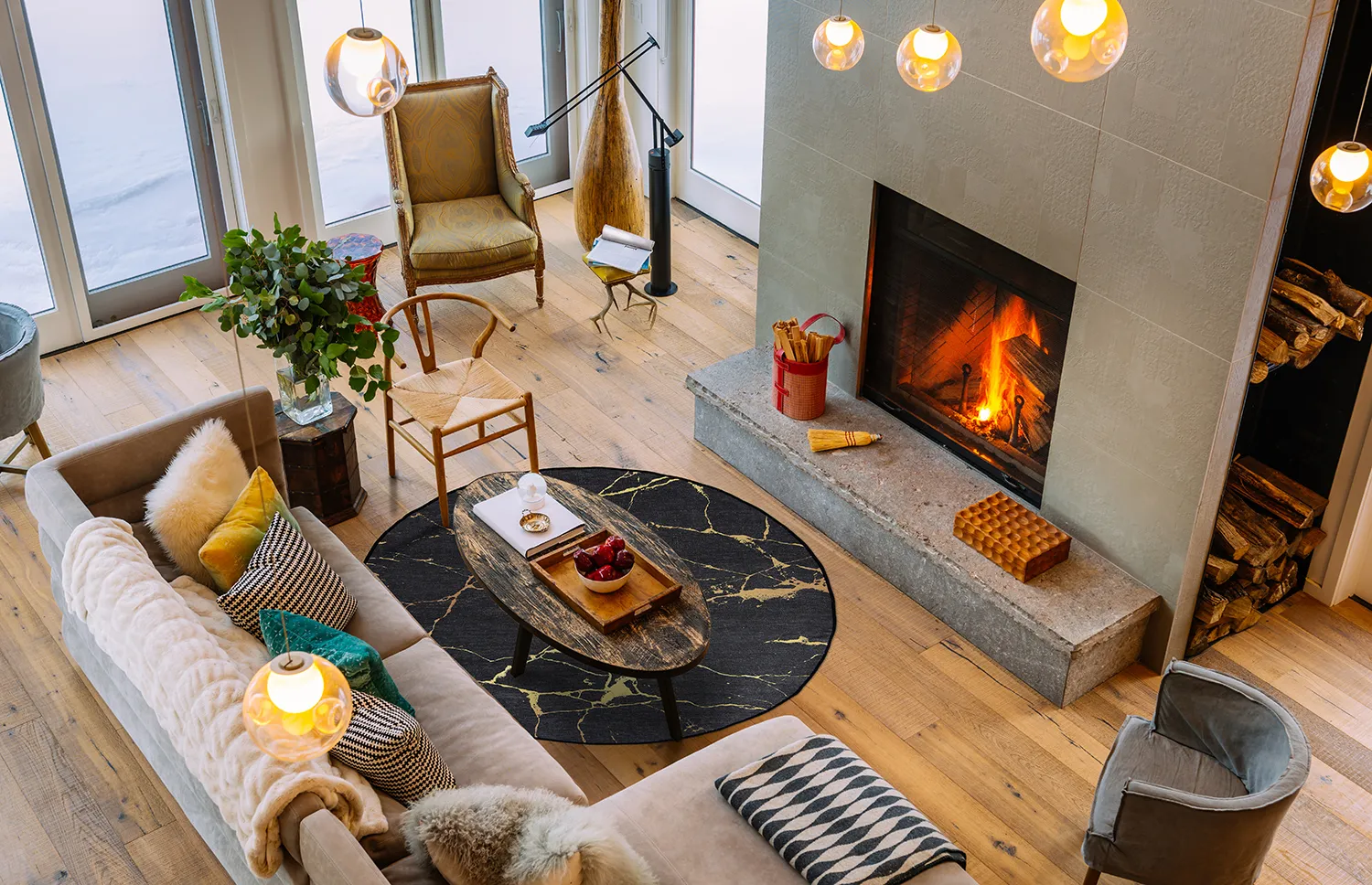 Rond vloerkleed - Vieste (antraciet/goud)