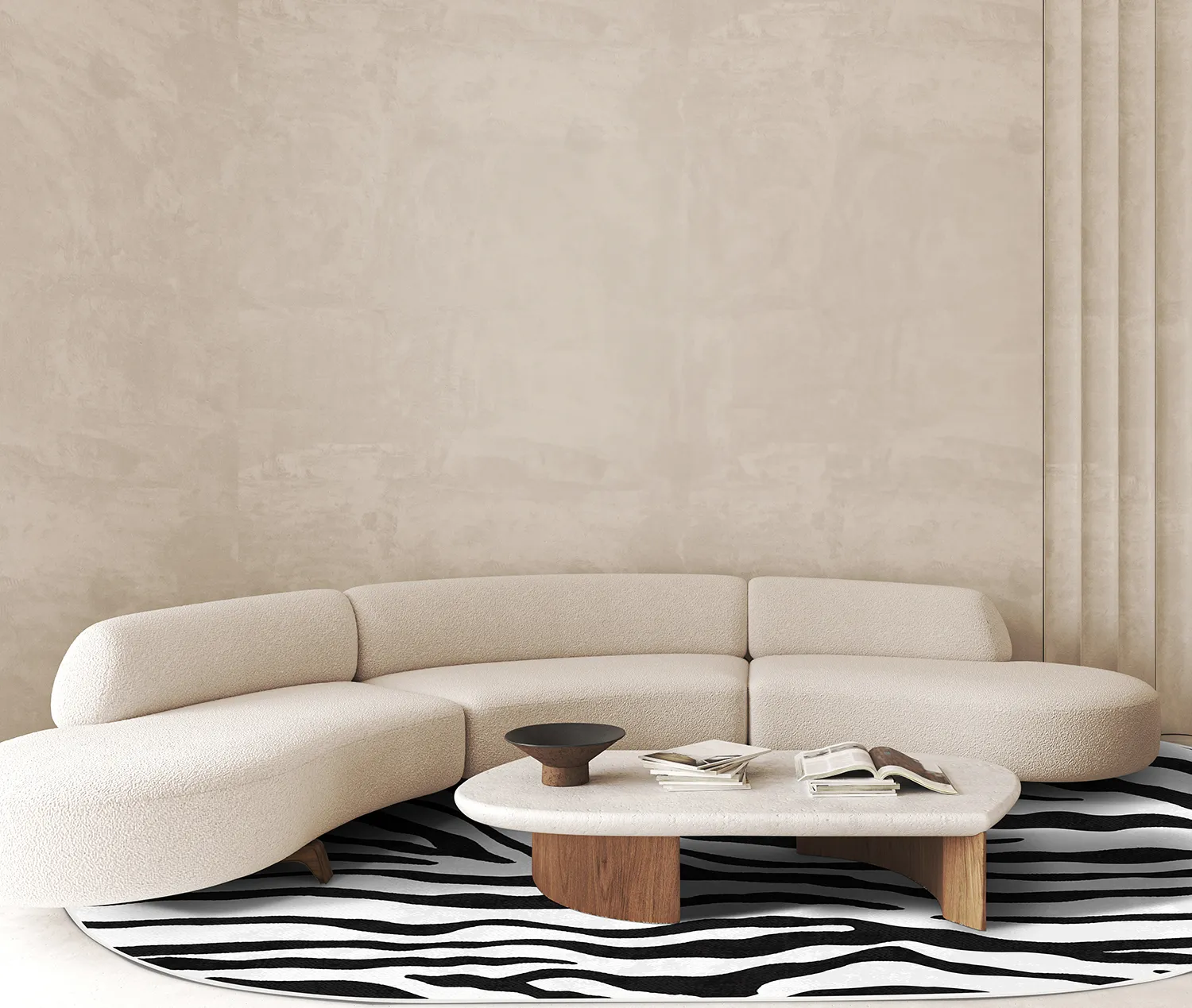 Ovaal tapijt - Zebra (zwart/wit)