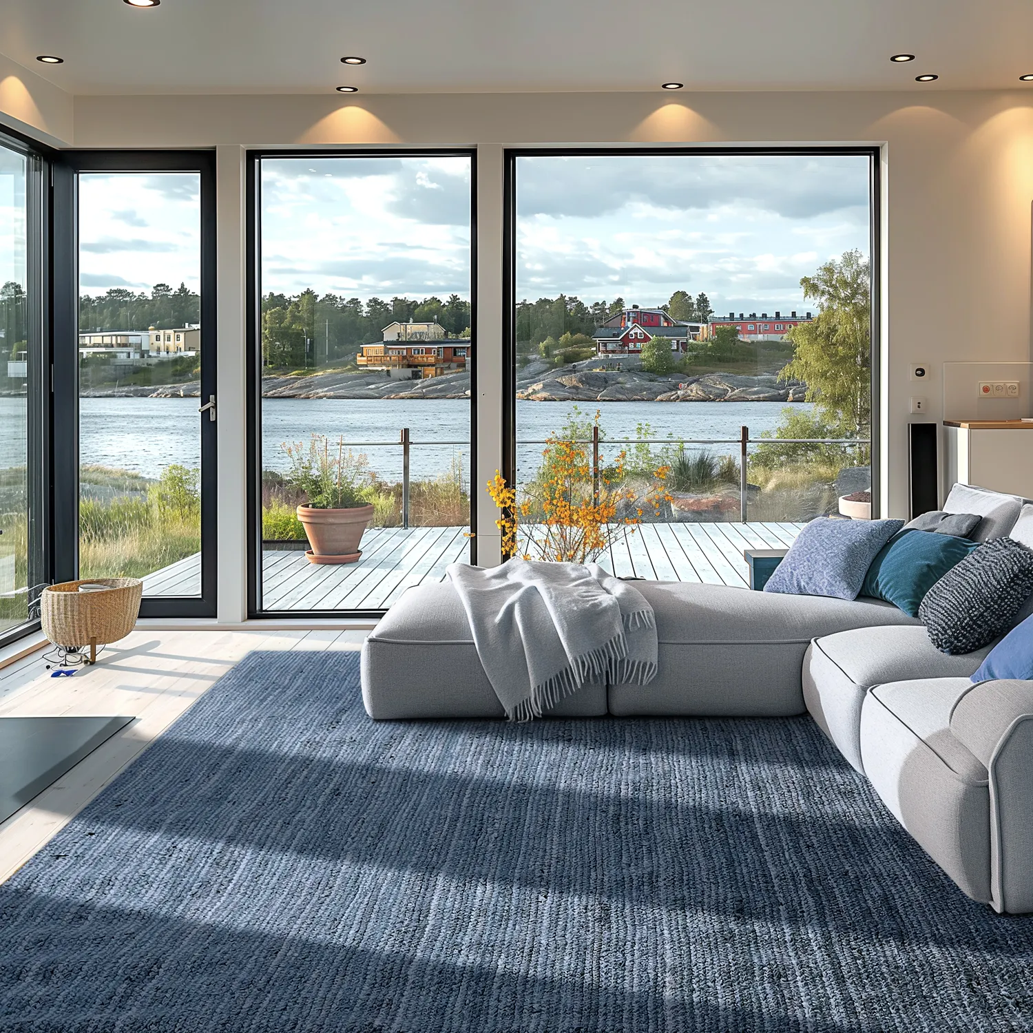 Jute-vloerkleed - Amasia (blauw)