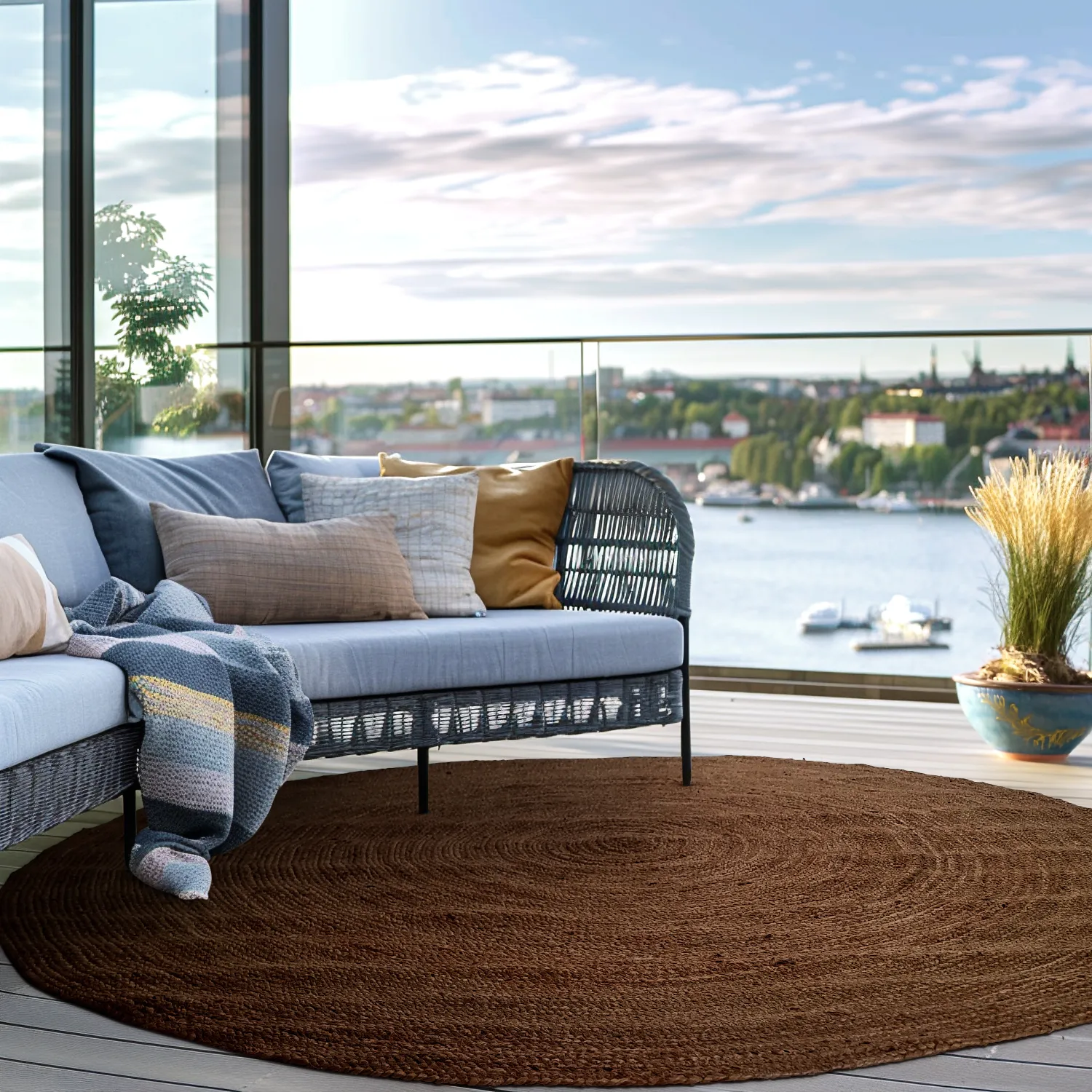 Rond jute vloerkleed - Amasia (bruin)