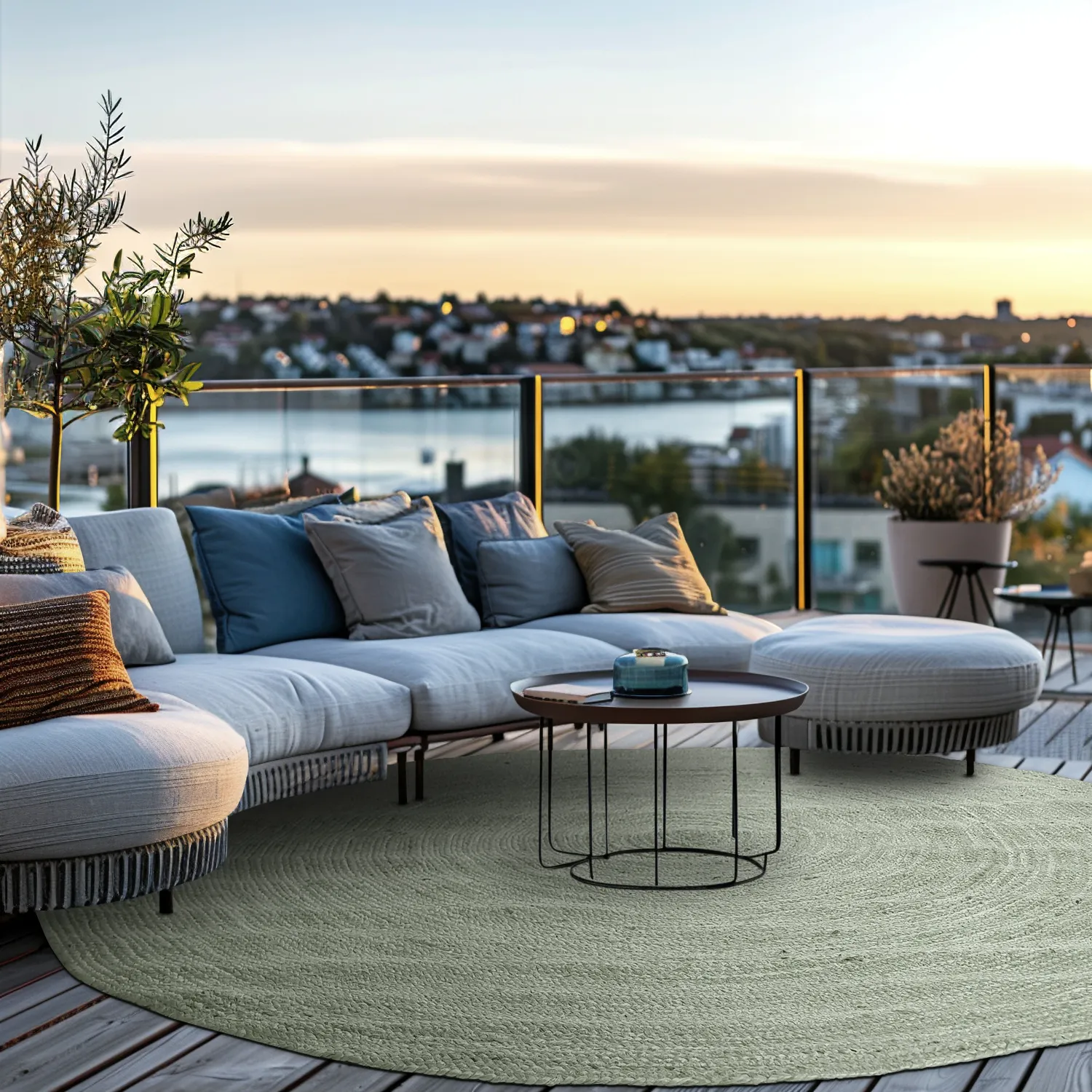 Rond jute vloerkleed - Amasia (grijs)