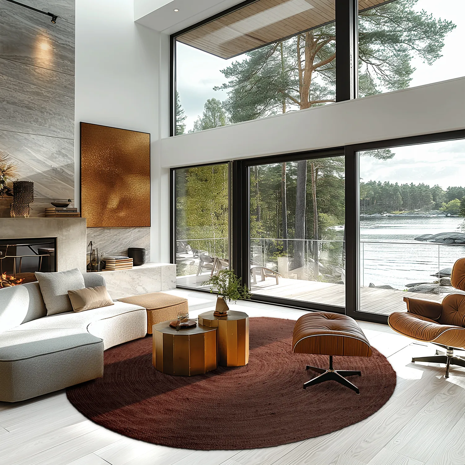 Rond jute vloerkleed - Amasia (koffie)