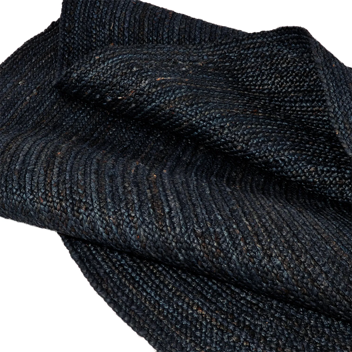Rond jute vloerkleed - Amasia (donkerblauw)