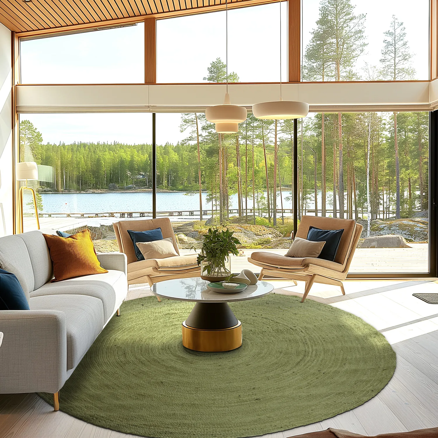 Rond jute vloerkleed - Amasia (olijf)