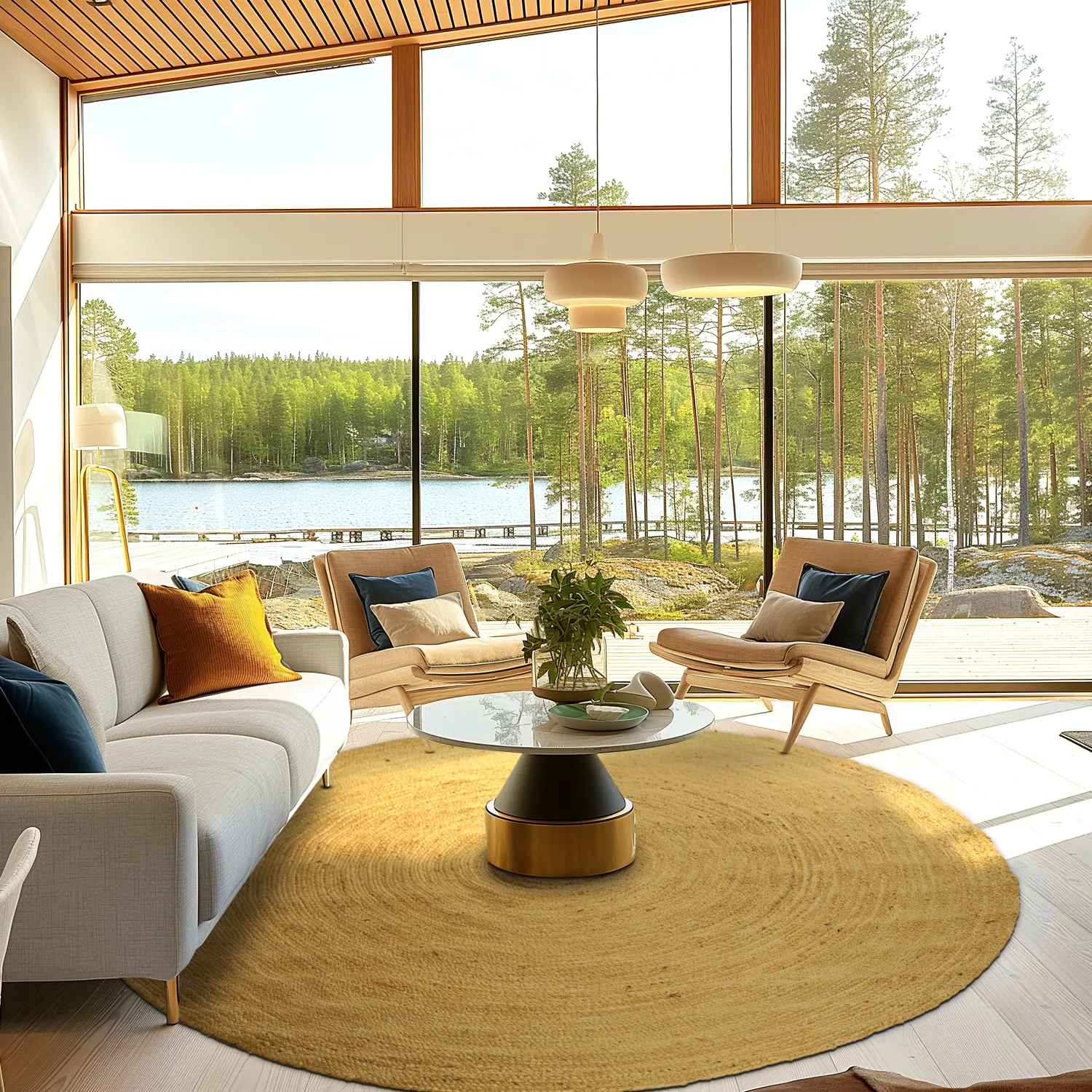 Rond jute vloerkleed - Amasia (oranje)